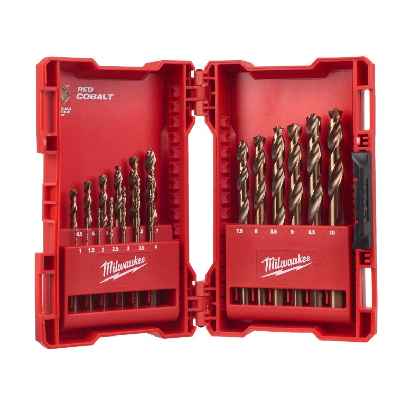 Набор сверл по металлу кобальтовых HSS-Co MILWAUKEE, DIN338, (Ø1-10мм) (19шт)