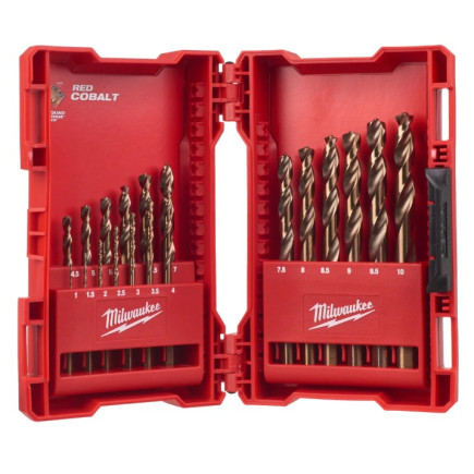 Набор сверл по металлу кобальтовых HSS-Co MILWAUKEE, DIN338, (Ø1-10мм) (19шт)