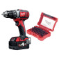 Дрель-шуруповерт аккумуляторная MILWAUKEE M18 BDD-402CA (ЗУ, 2х4Ач, кейс, набор бит 32шт) 