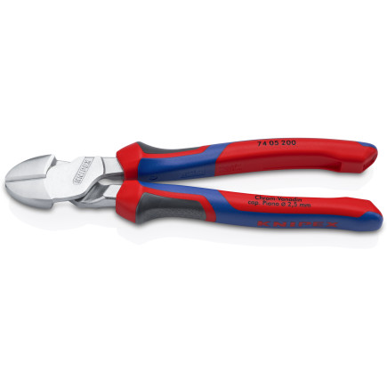 Кусачки боковые (бокорезы) особой мощности, Ø4,2мм, 200мм KNIPEX 74 05 200 SB, хромированные