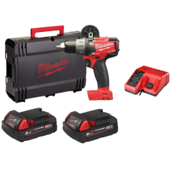 Дрель-шуруповерт аккумуляторная бесщеточная MILWAUKEE, M18 FDD-202X, 135Нм (ЗУ, 2Х2Ач,  HDкейс)