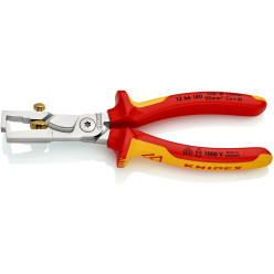 Клещи для удаления изоляции, с функцией резания кабеля, VDE StriX KNIPEX 13 66 180 SB, хромированные