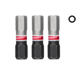 Бита SHOCKWAVE MILWAUKEE, Hex6, 25мм, (3шт)