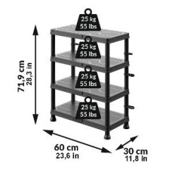Система стеллажей QBRICK SYSTEM REGULAR Low 60/30см, 4 полки, 100кг (5901238263289)