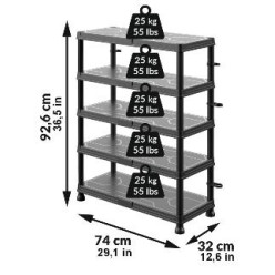 Система стеллажей QBRICK SYSTEM REGULAR Low 74/32см, 5 полок, 100кг (5901238263302)