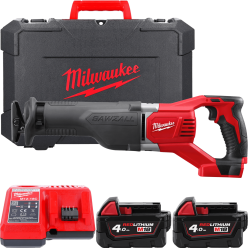Пила сабельная аккумуляторная MILWAUKEE, M18 BSX-402C (ЗУ, 2х4Ач, кейс)  