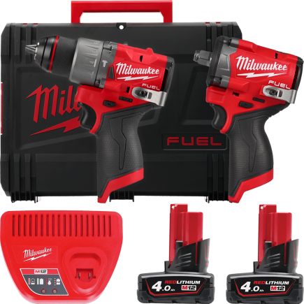 Набор из 2х инструментов аккумуляторных бесщеточных MILWAUKEE, M12 FPP2X2-402X (ЗУ, 2х4Ач, HDкейс) 