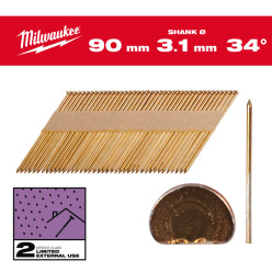Гвозди оцинкованные с D-образной головкой MILWAUKEE, 3,1/34°/90мм (2200шт)
