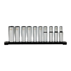 Набор головок торцевых хромированых ½” MILWAUKEE удлиненных на планке (10шт)