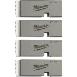 Плашки для нарезання резьбы MILWAUKEE, PTR2D 1'' - 2'' BSPT NPT HSS (4шт) для MXF PTR2