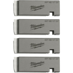 Плашки для нарезання резьбы MILWAUKEE, PTR2D 1/2'' - 3/4'' BSPT HS (4шт) для MXF PTR2