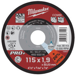 Диск универсальный (резка / зачистка по металлу) MILWAUKEE, SC / SG 27 / Ø115x1.9мм