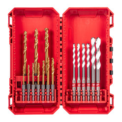 Набор свёрл по металлу RedHEX SHOCKWAVE HSS-TiN и универсальных HEX PACKOUT MILWAUKEE, (16шт)
